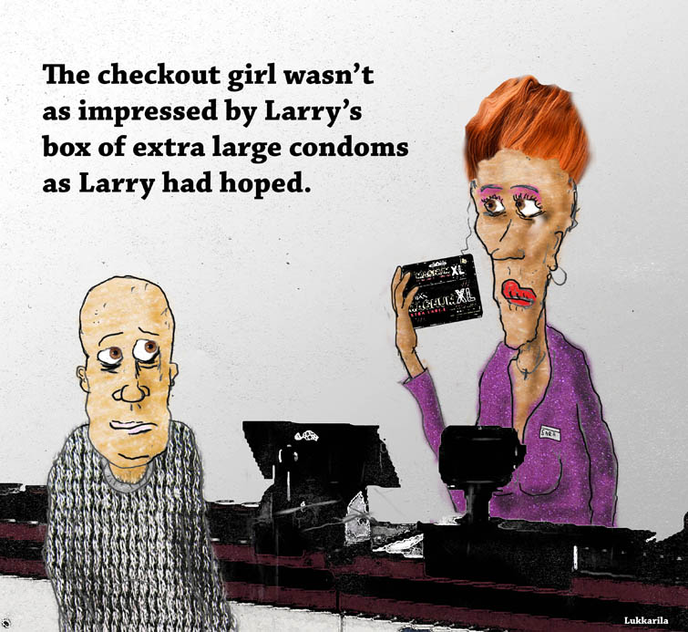 Larry buys condoms
